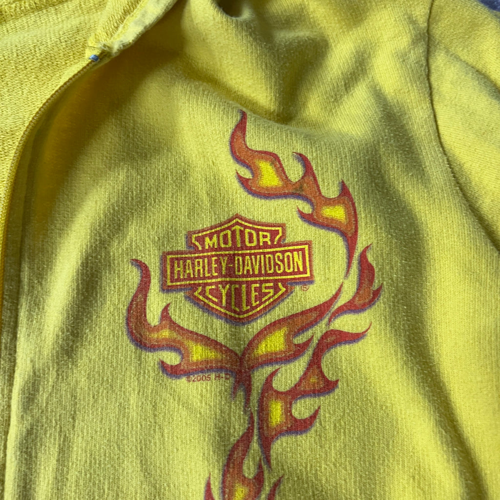 Y2K Harley Davidson Murfreesboro TN Yellow Distressed Zip Up Hoodie S