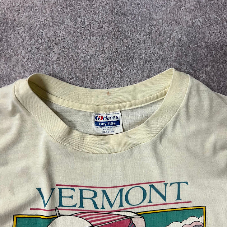 80s Vermont Beach Club Hanes Faded Distressed Single Stitch Vintage Tee XL
