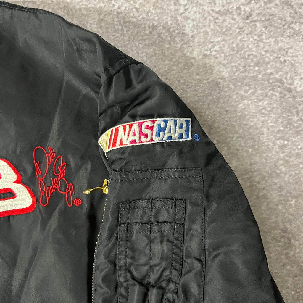 Y2K Dale Jr NASCAR Big Logo Back Graphic Embroidered Puffer Jacket L