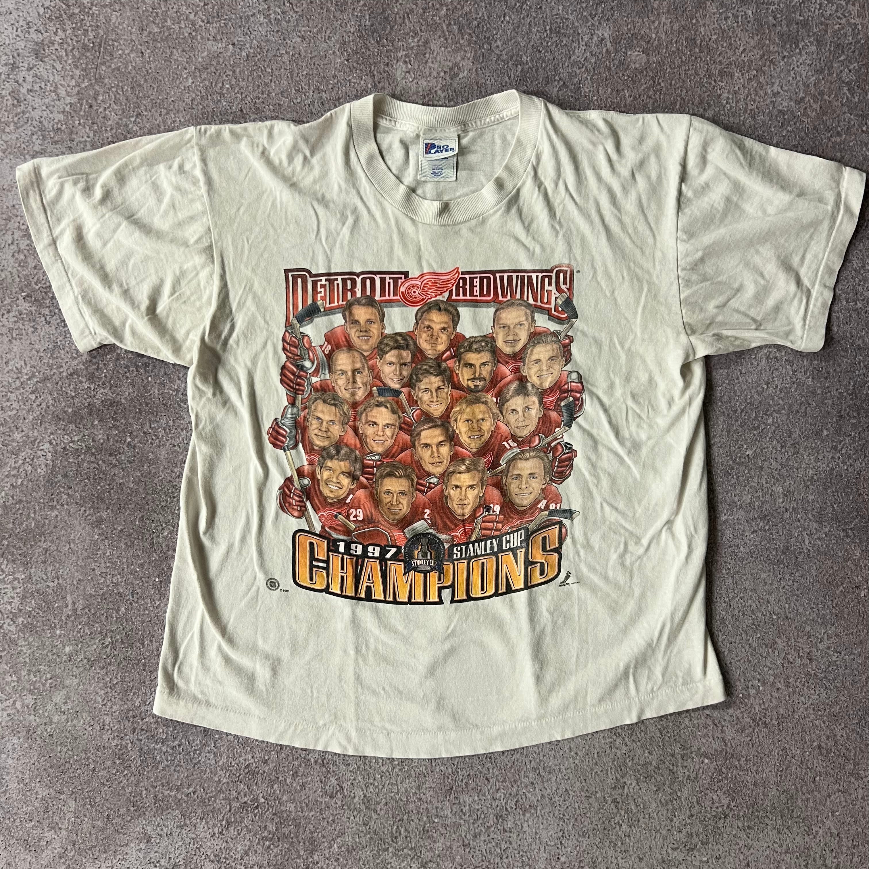 90s Detroit Red Wings Pro Player Big Logo Single Stitch Tee L