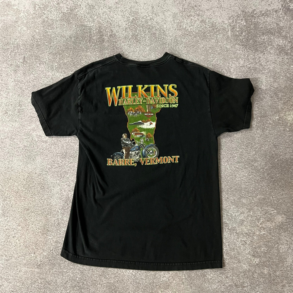 Y2K Harley Davidson Barre, Vermont Worn In Tee L