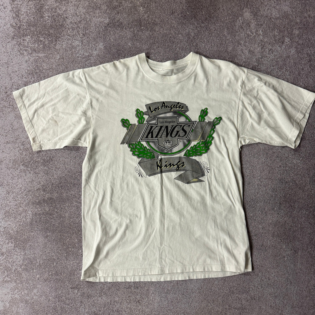 90s Los Angeles Kings Green Chevron Big Logo Tee L