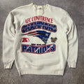 90s New England Patriots NFL True-Fan Big Logo Faded Vintage Crewneck L
