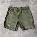 Y2K Carhartt Duck Canvas Green Distressed Shorts 38W x 9L