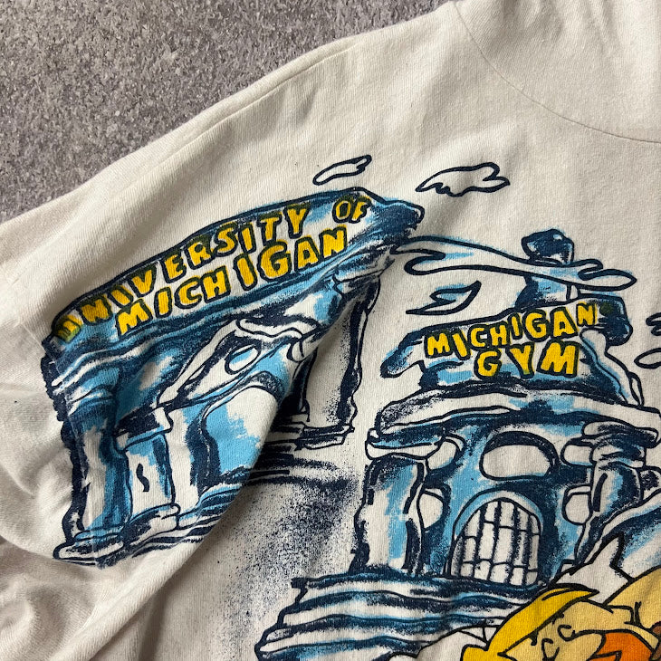 1994 Freeze The Flintstones x University of Michigan Wolverines All-Over Print (AOP) Long Sleeve T-Shirt Hoodie