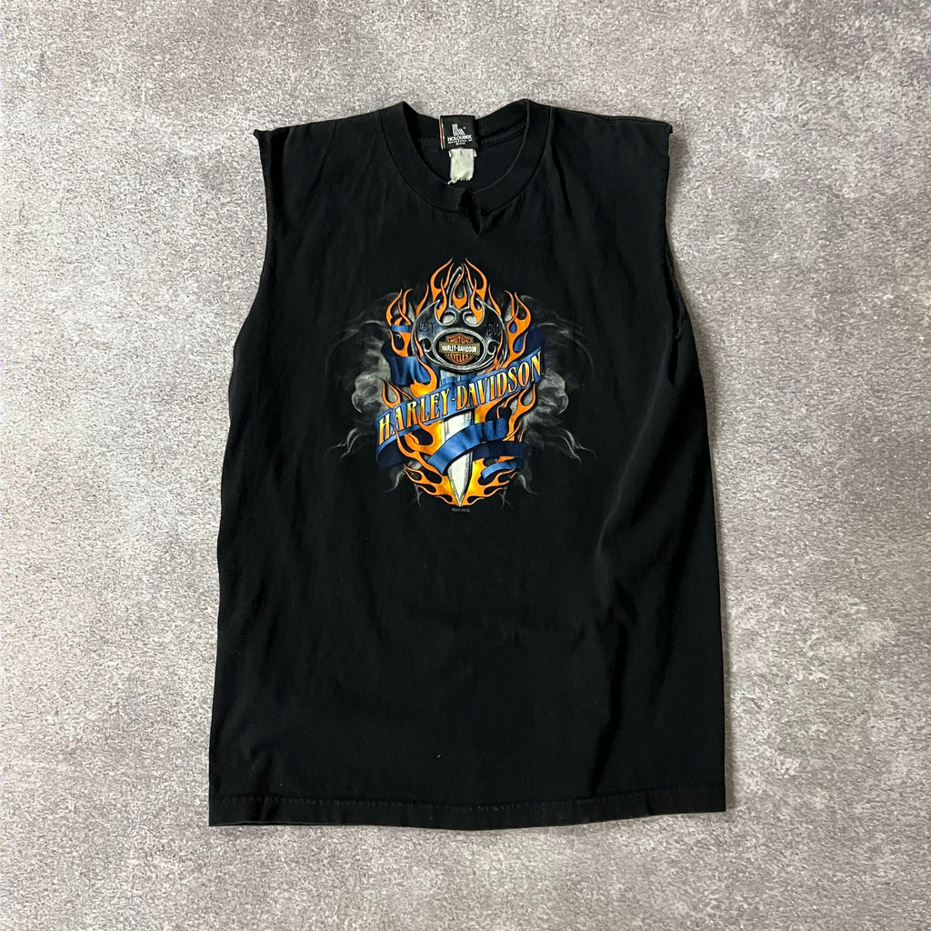 Y2K Harley Davidson Worn In Tank Top L