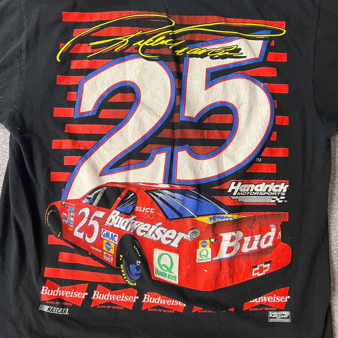 1997 Ricky Craven NASCAR Big Logo Single Stitch Faded Tee L