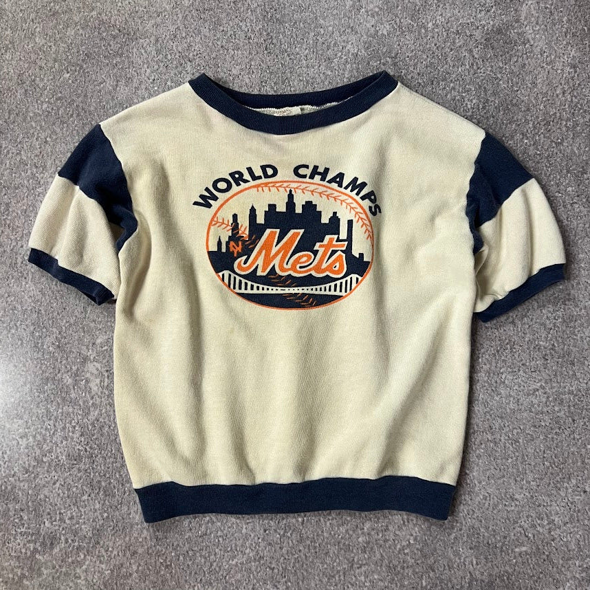 80s New York Mets MLB Allison Big Logo Vintage Baby Tee L
