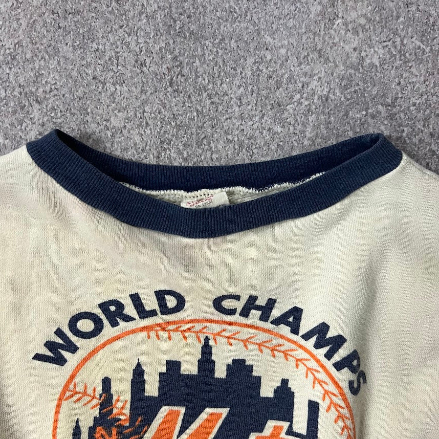 80s New York Mets MLB Allison Big Logo Vintage Baby Tee L