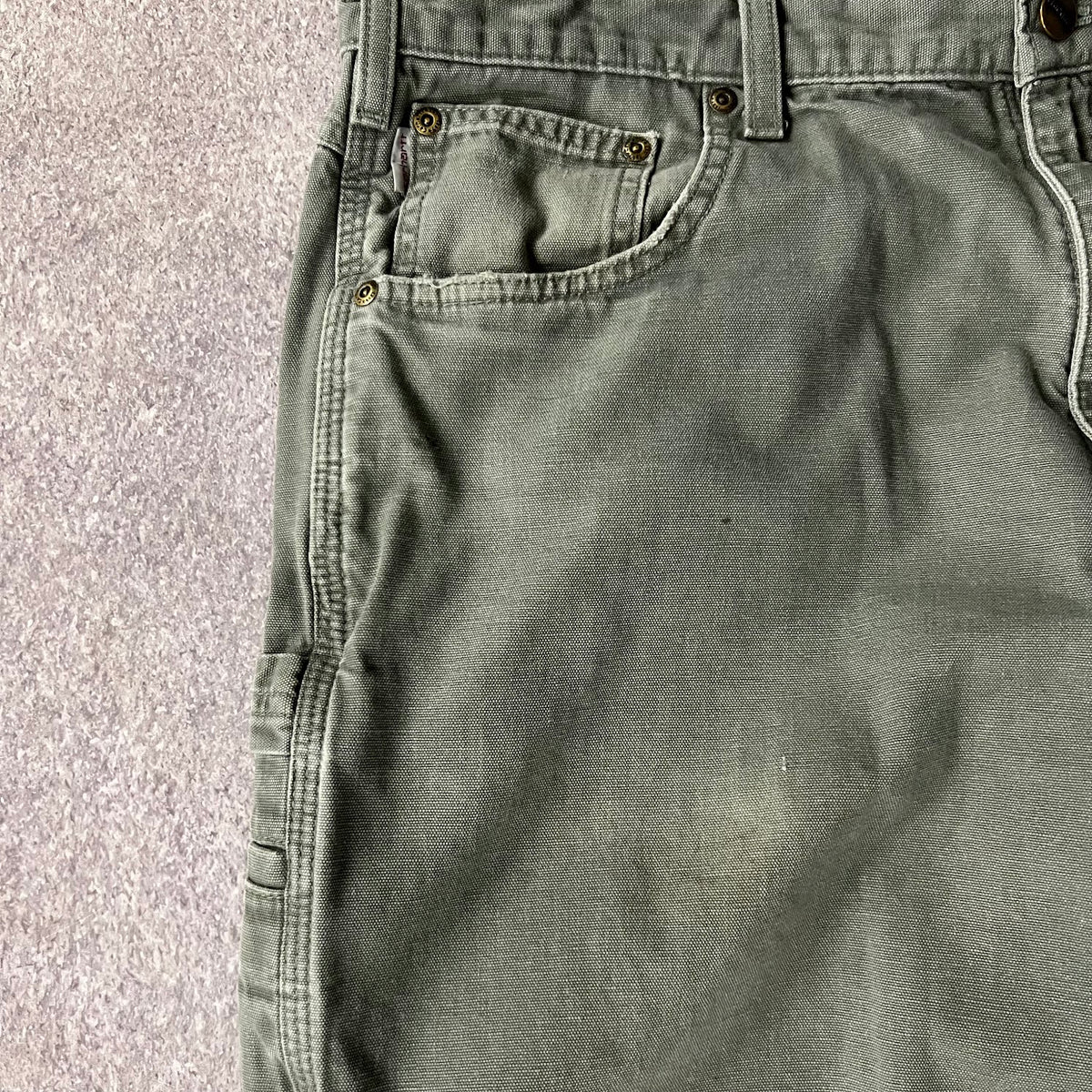 2010s Carhartt Workwear Faded Loose Green Vintage Pants 36x32