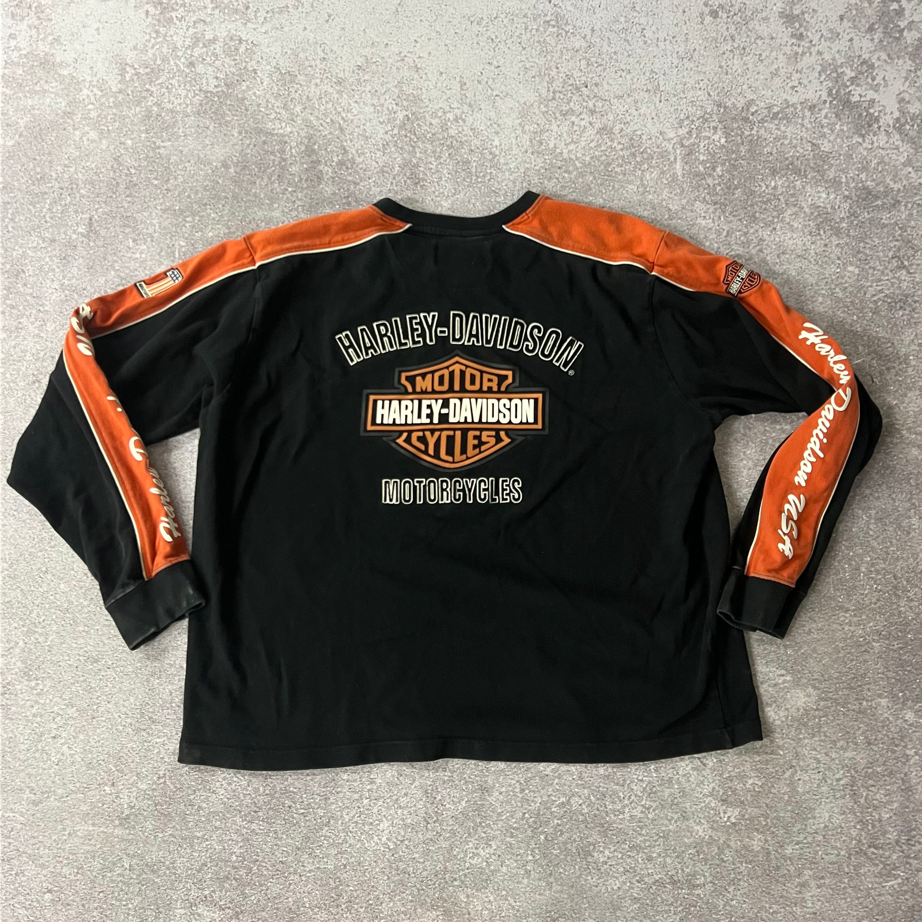 Y2K Harley Davidson Embroidered Back Graphic Long Sleeve Tee XXL