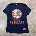 90s New York Yankees MLB Nutmeg Mills Big Logo Single Stitch Tee L