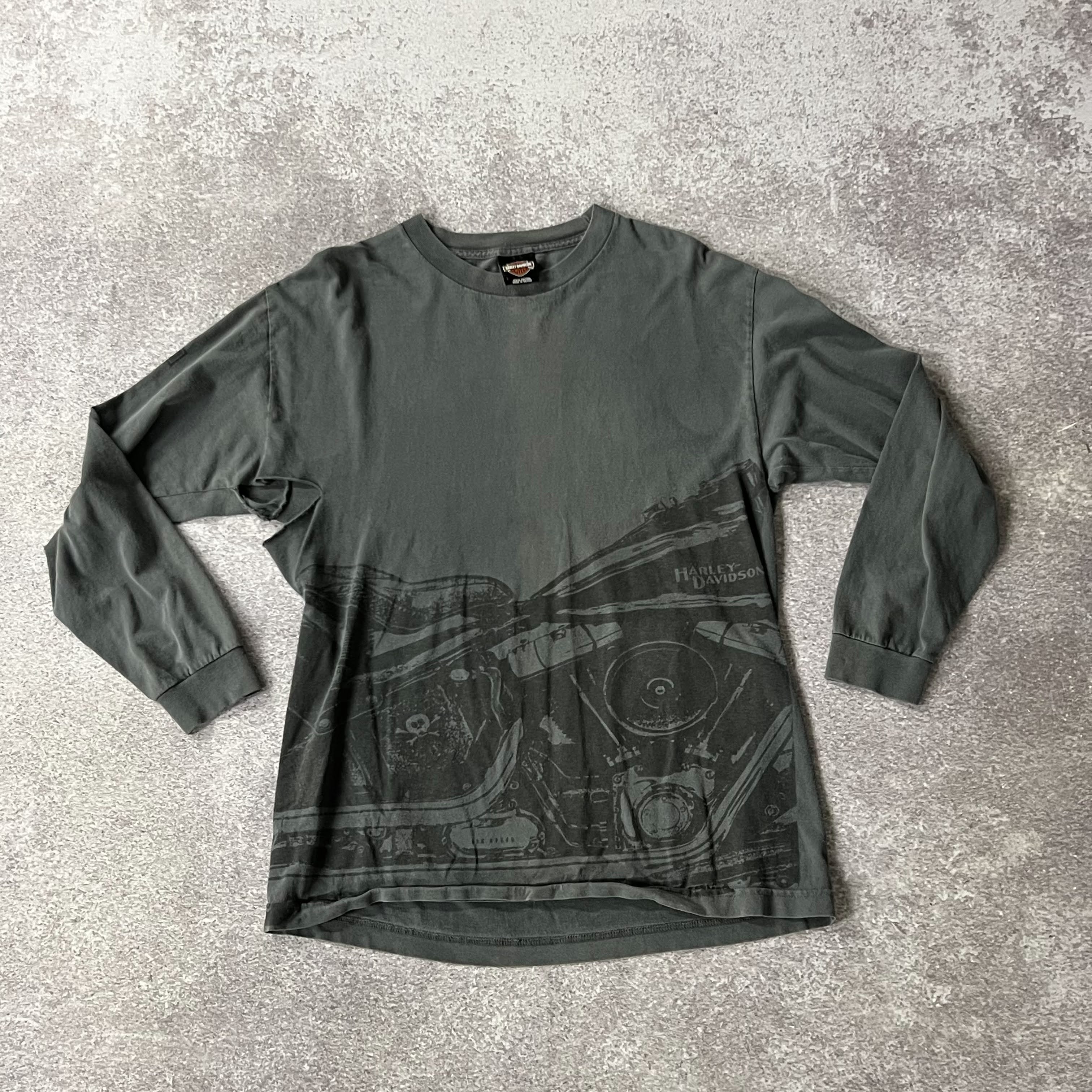 2010s Harley Davidson Seattle, Washington Gray Worn In Long Sleeve Tee L