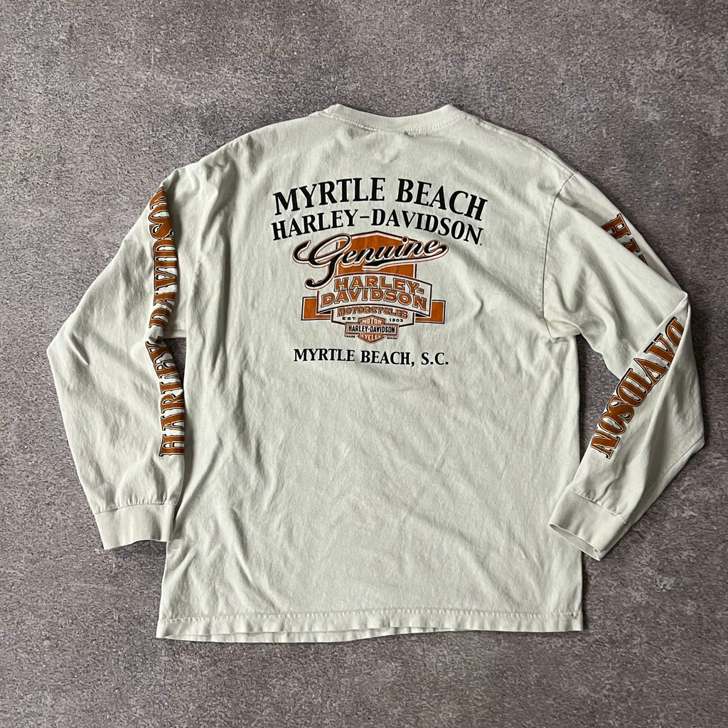 2010s Harley Davidson Myrtle Beach White Long Sleeve Tee L