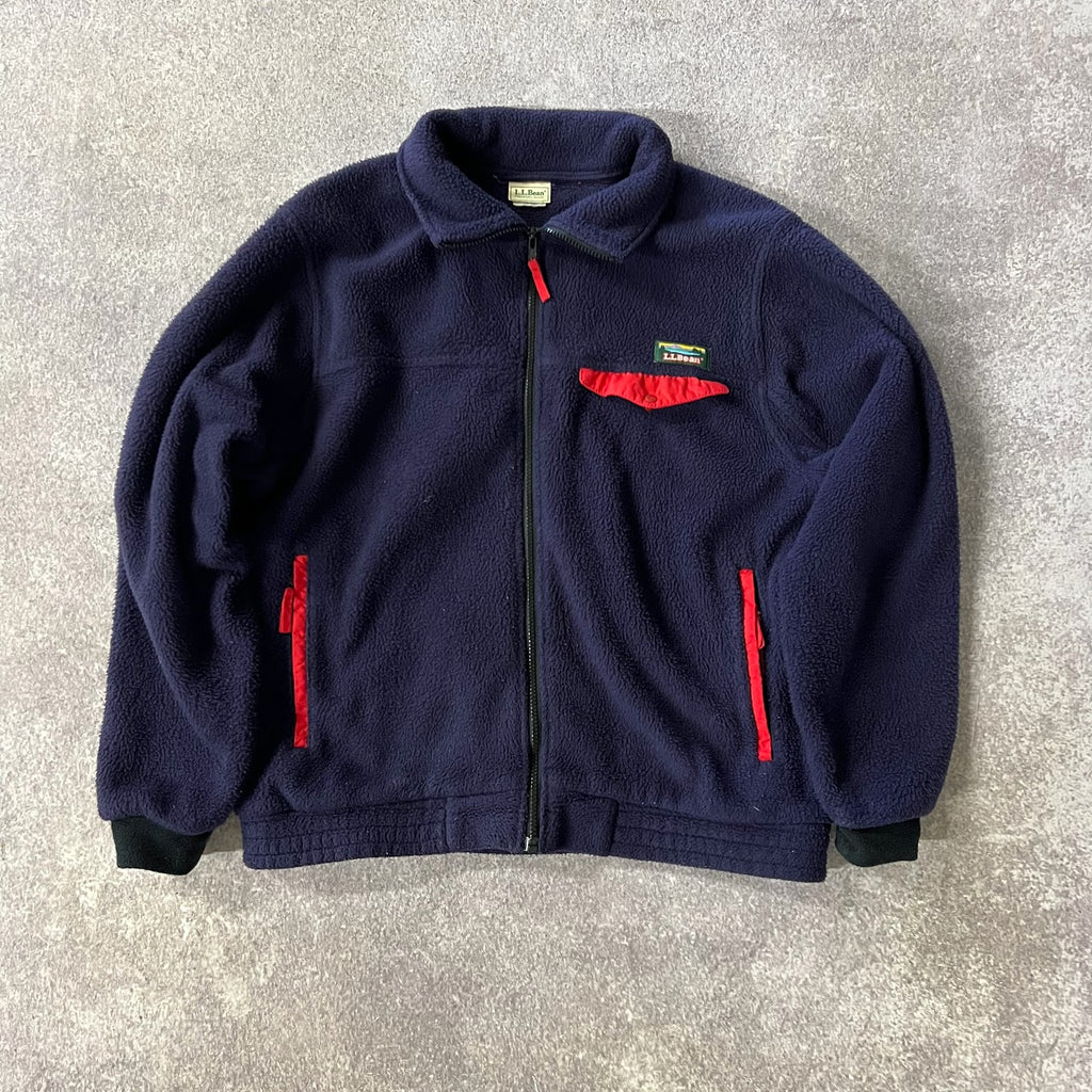 90s LL Bean Sherpa Lined Made in USA Vintage Outdoor Zip Up L