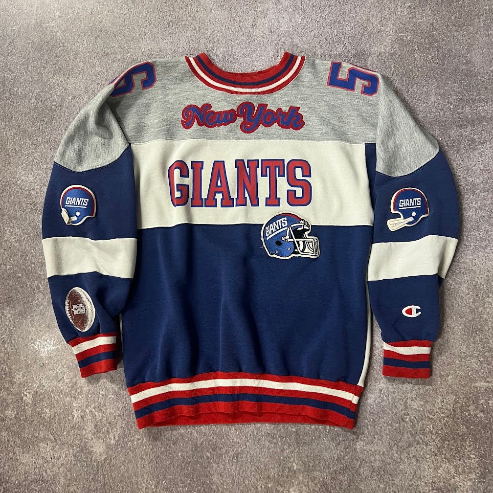 90s New York Giants NFL Champion Patchwork Embroidered Back Graphic Crewneck M