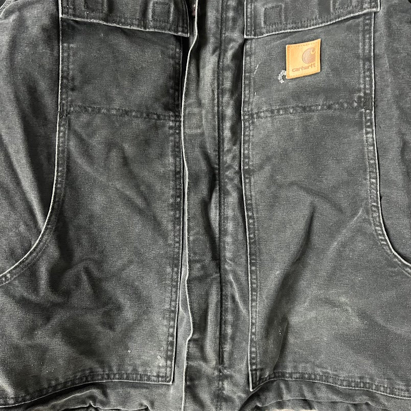 2010s Carhartt Corduroy Collar Quilt Lined Workwear Black Jacket XL