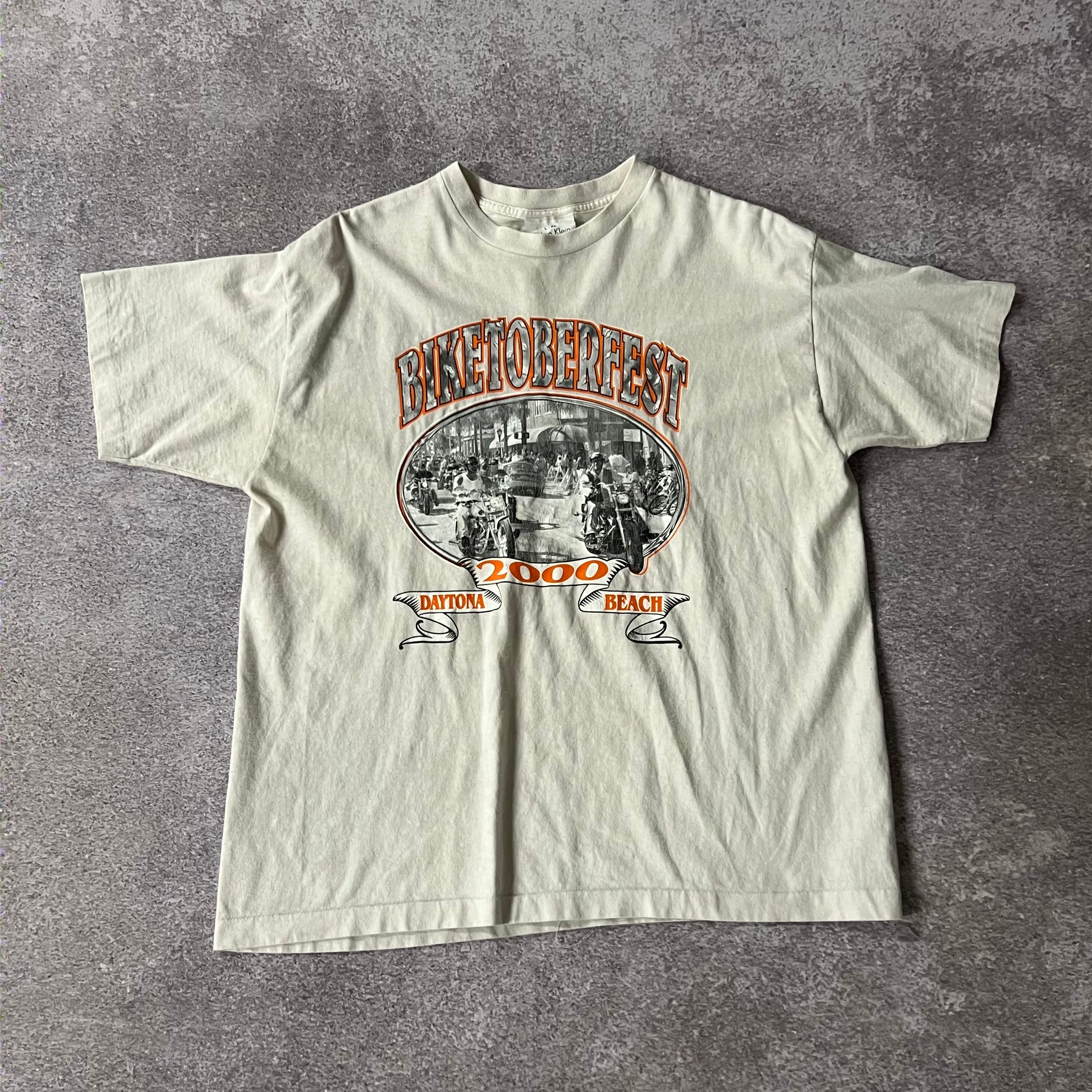 Y2K Calvin Klein Daytona Beach White Worn In Tee L
