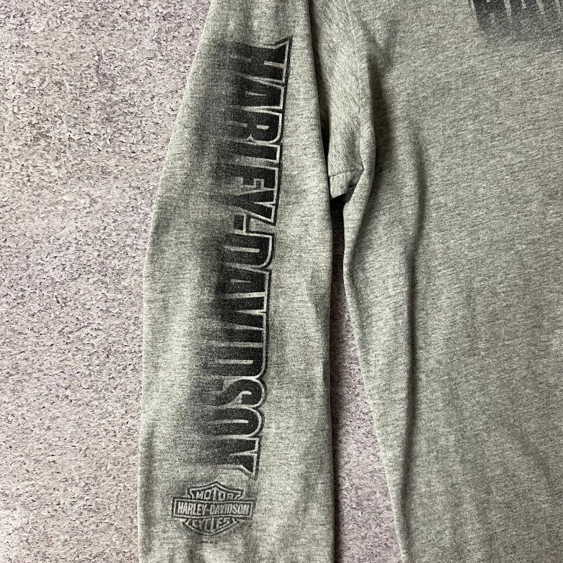 Y2K Harley Davidson Lewiston, Maine Gray Worn In Long Sleeve Tee L