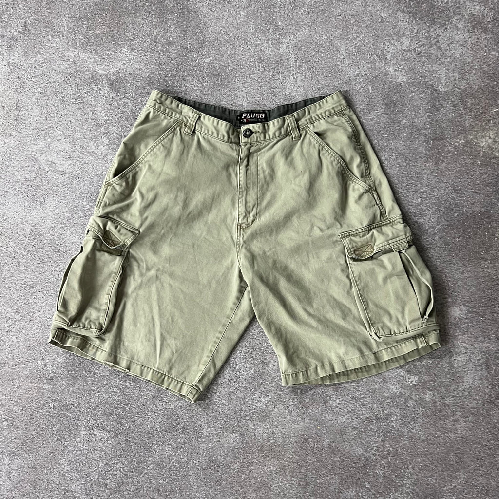 Y2K PLUGG Tan Workwear Shorts 36W x 10L