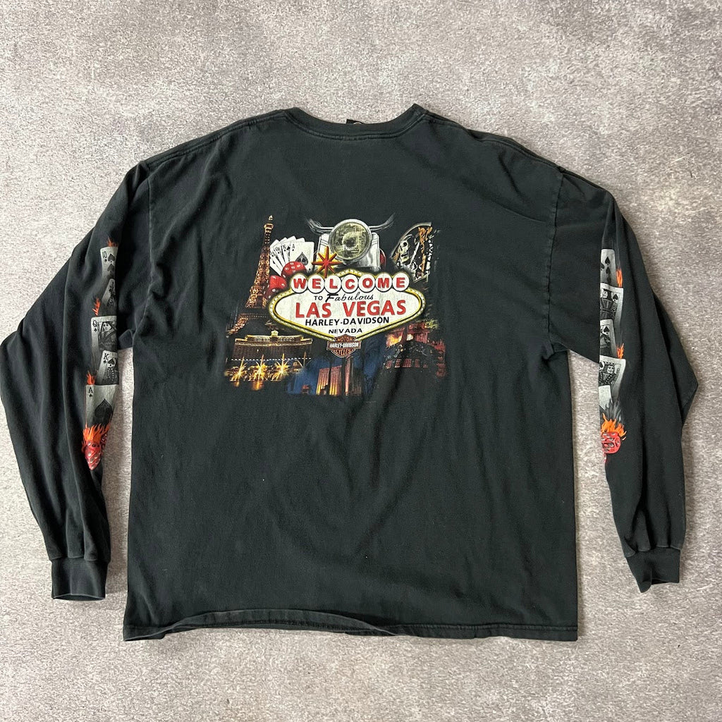 90s Harley Davidson Las Vegas Worn In Long Sleeve Tee XXL