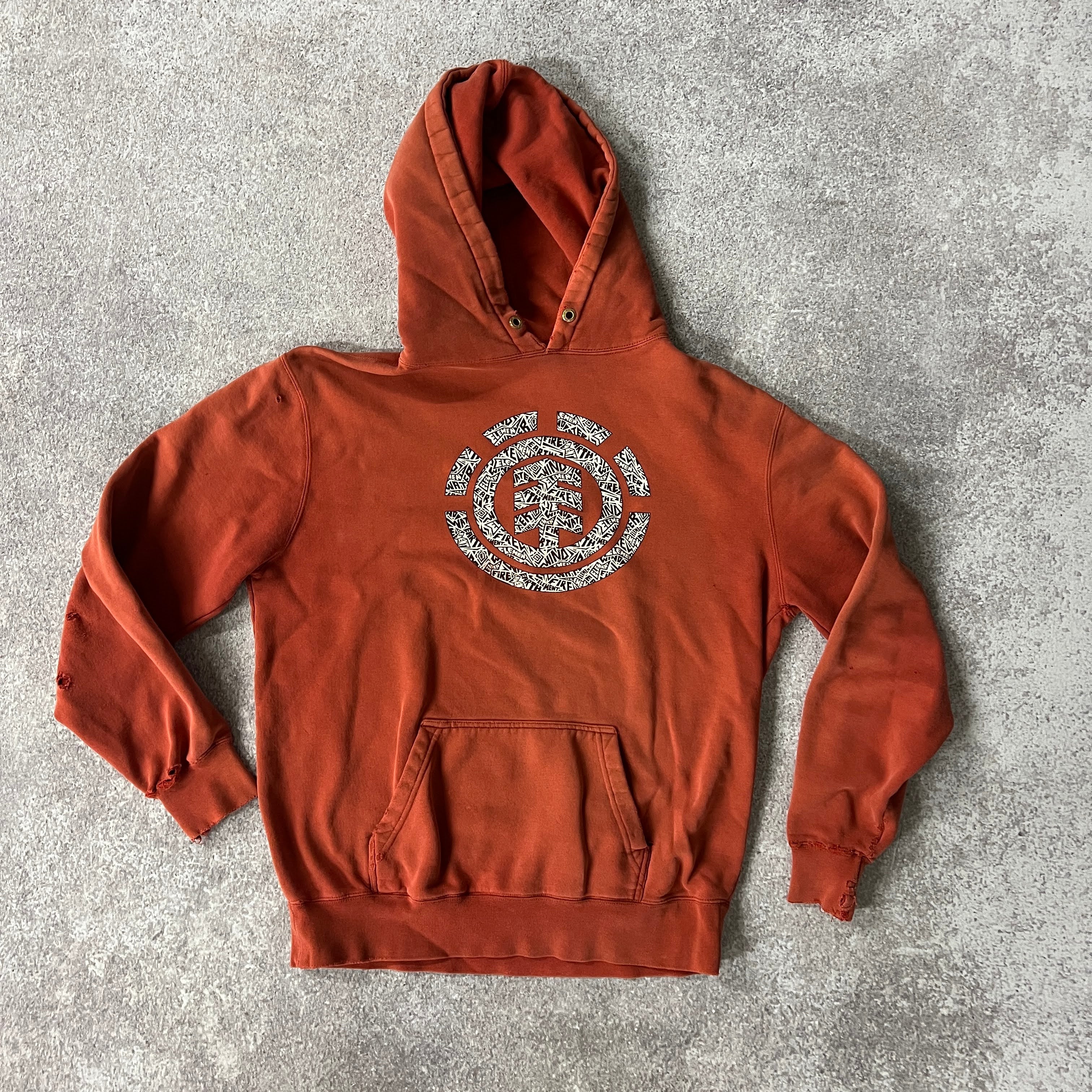 Y2K Element Orange Big Logo Hoodie M