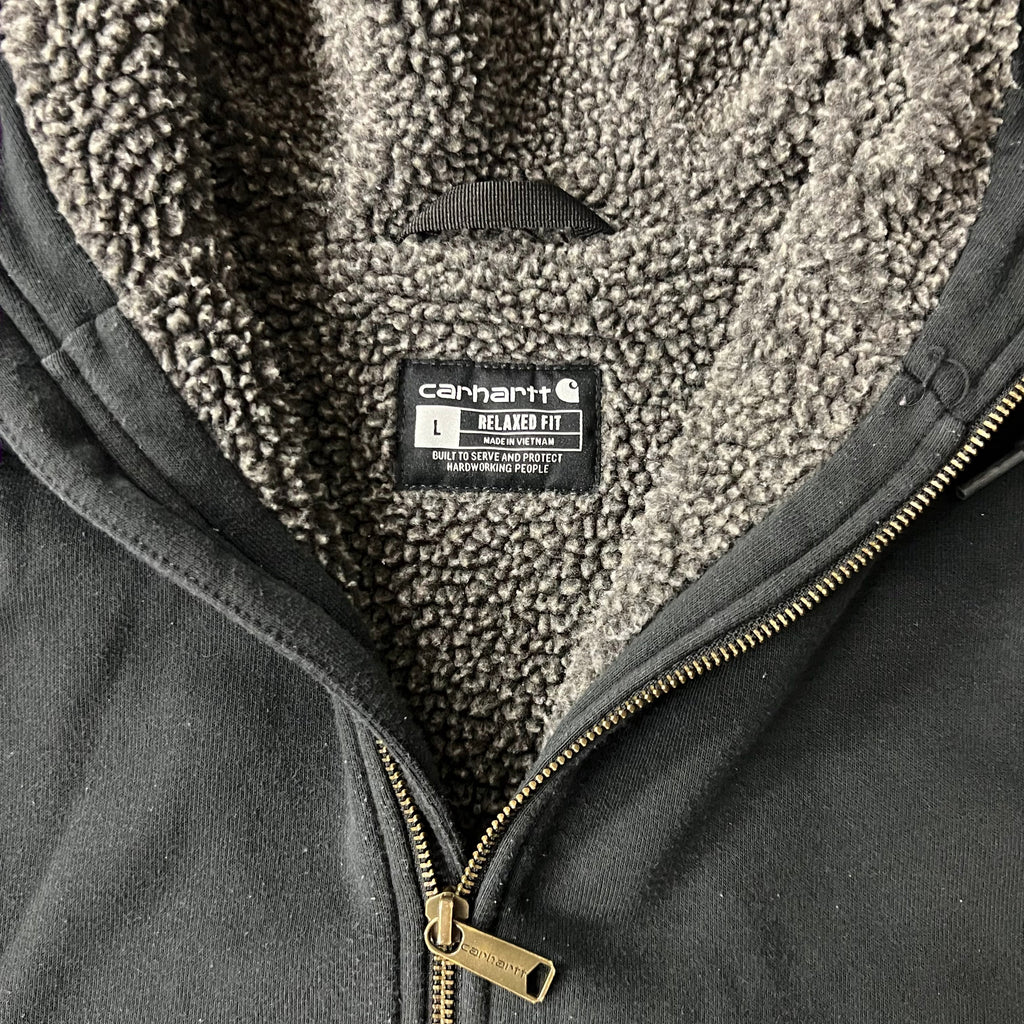 2020s Carhartt Rain Defender Sherpa-Lined Zip Up Hoodie Black L