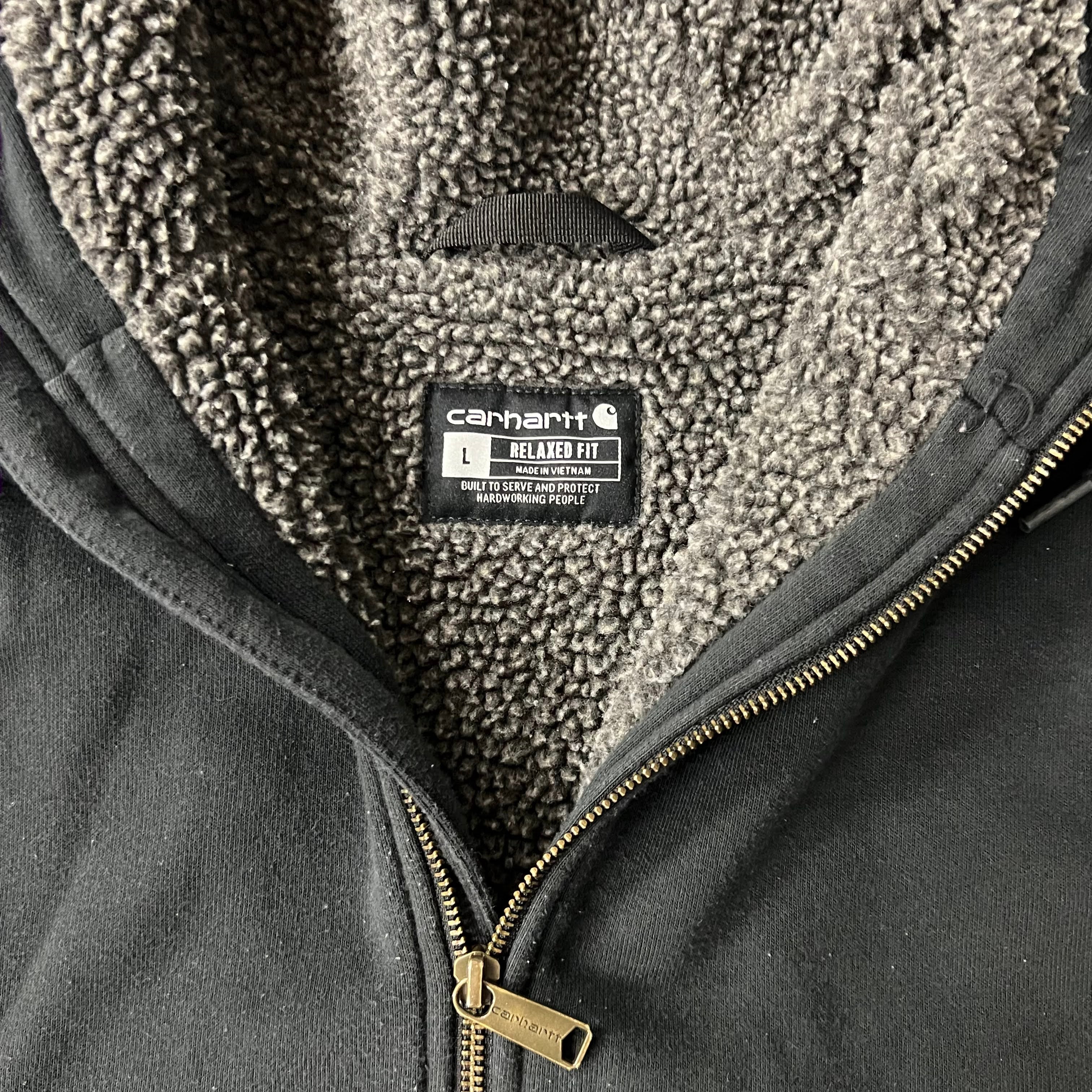 2020s Carhartt Rain Defender Sherpa-Lined Zip Up Hoodie Black L