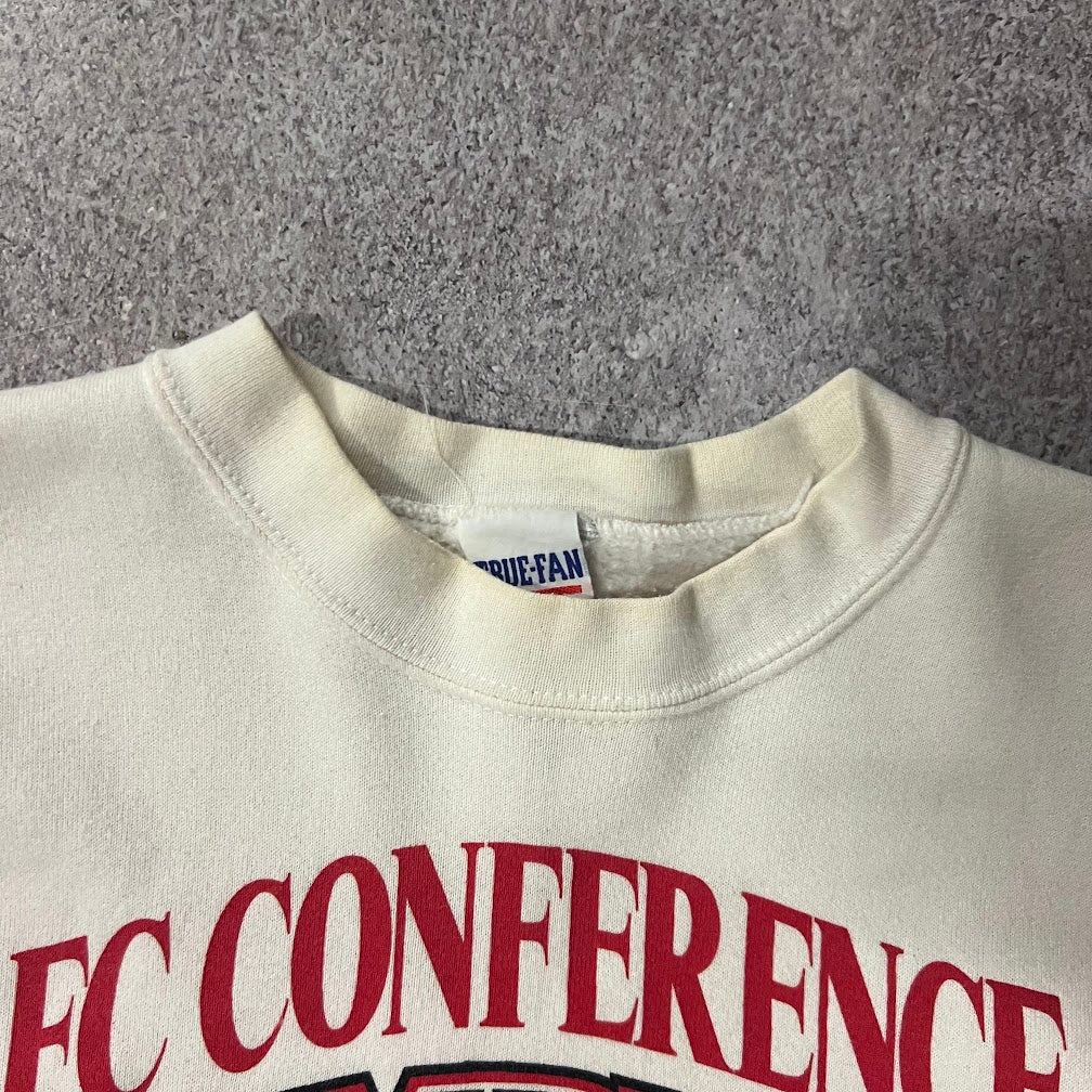 90s New England Patriots NFL True-Fan Big Logo Faded Vintage Crewneck L