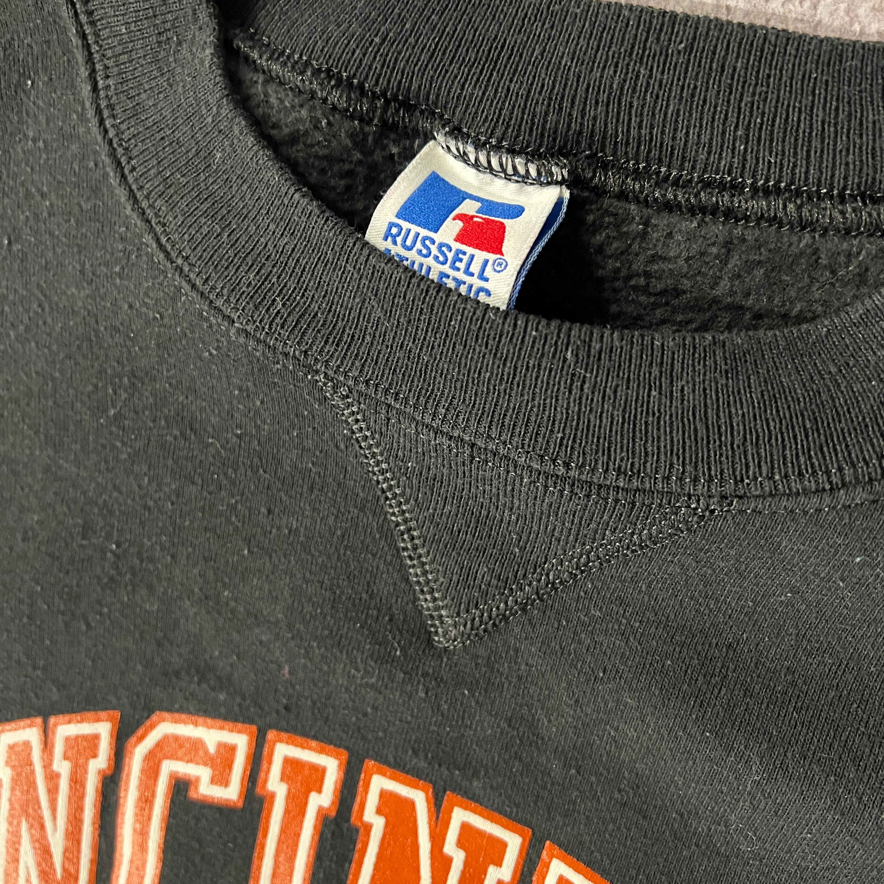 90s Cincinnati Bengals Russell Athletic Cracked Print Crewneck XL