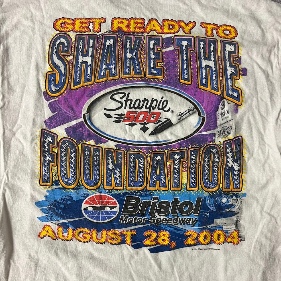 Y2K Bristol Speedway NASCAR Big Logo Back Graphic Faded Tee XL