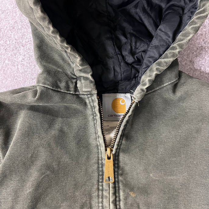 Y2K Carhartt Kids Quilt Lined Workwear Outdoor Green Jacket S