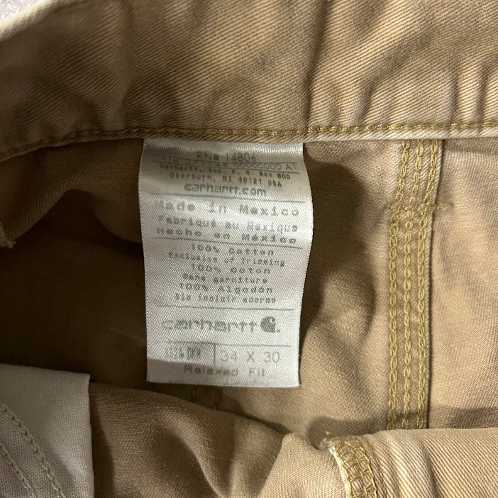 2010s Carhartt Workwear Faded Relaxed Tan Vintage Pants 34x30