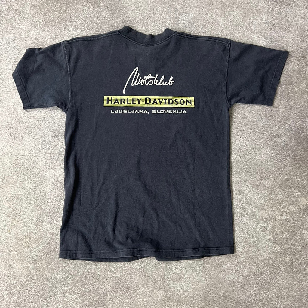 90s Harley Davidson Ljubljana, Slovenija Blue Worn In Tee L