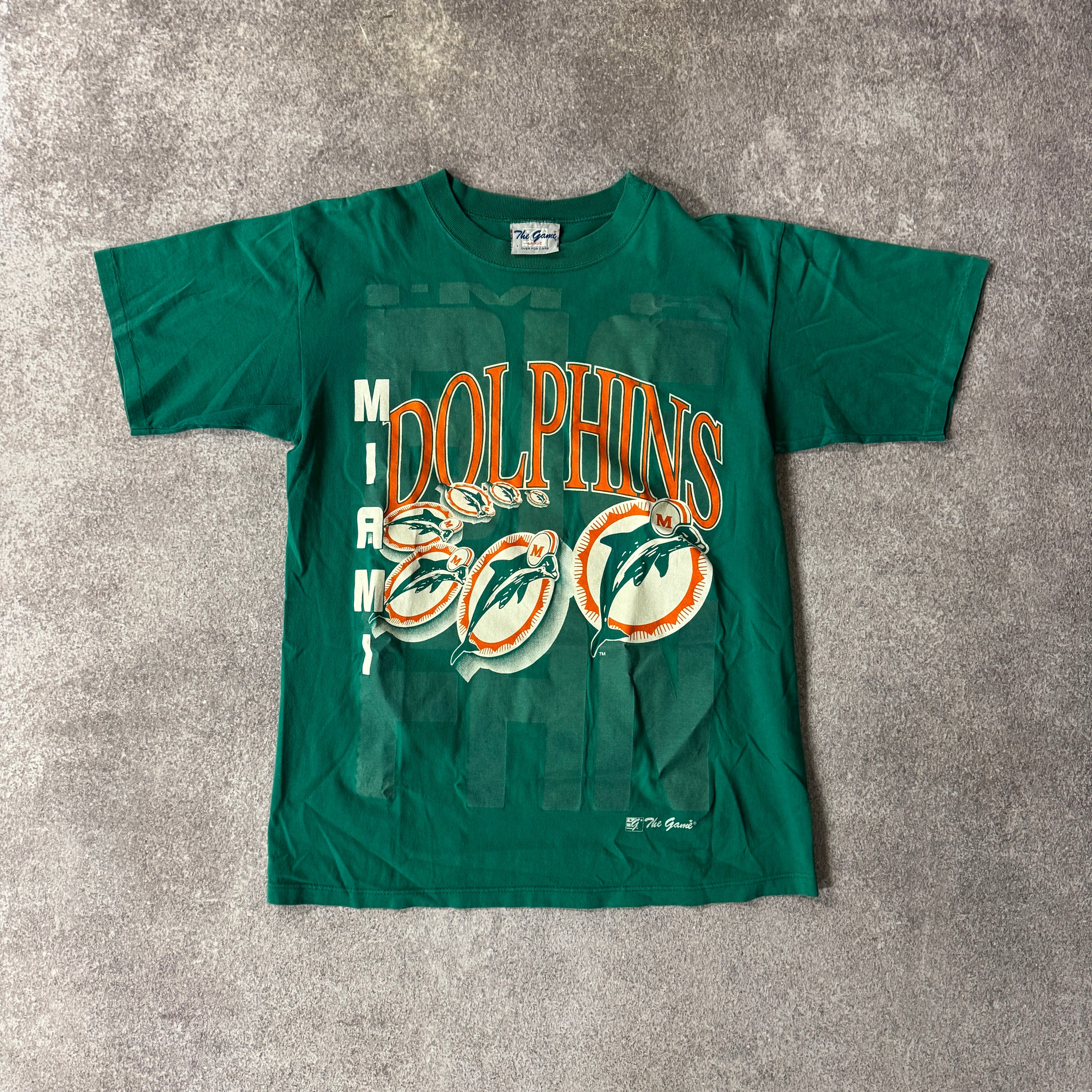 90s Miami Dolphins The Game Big Logo Single Stitch Tee L