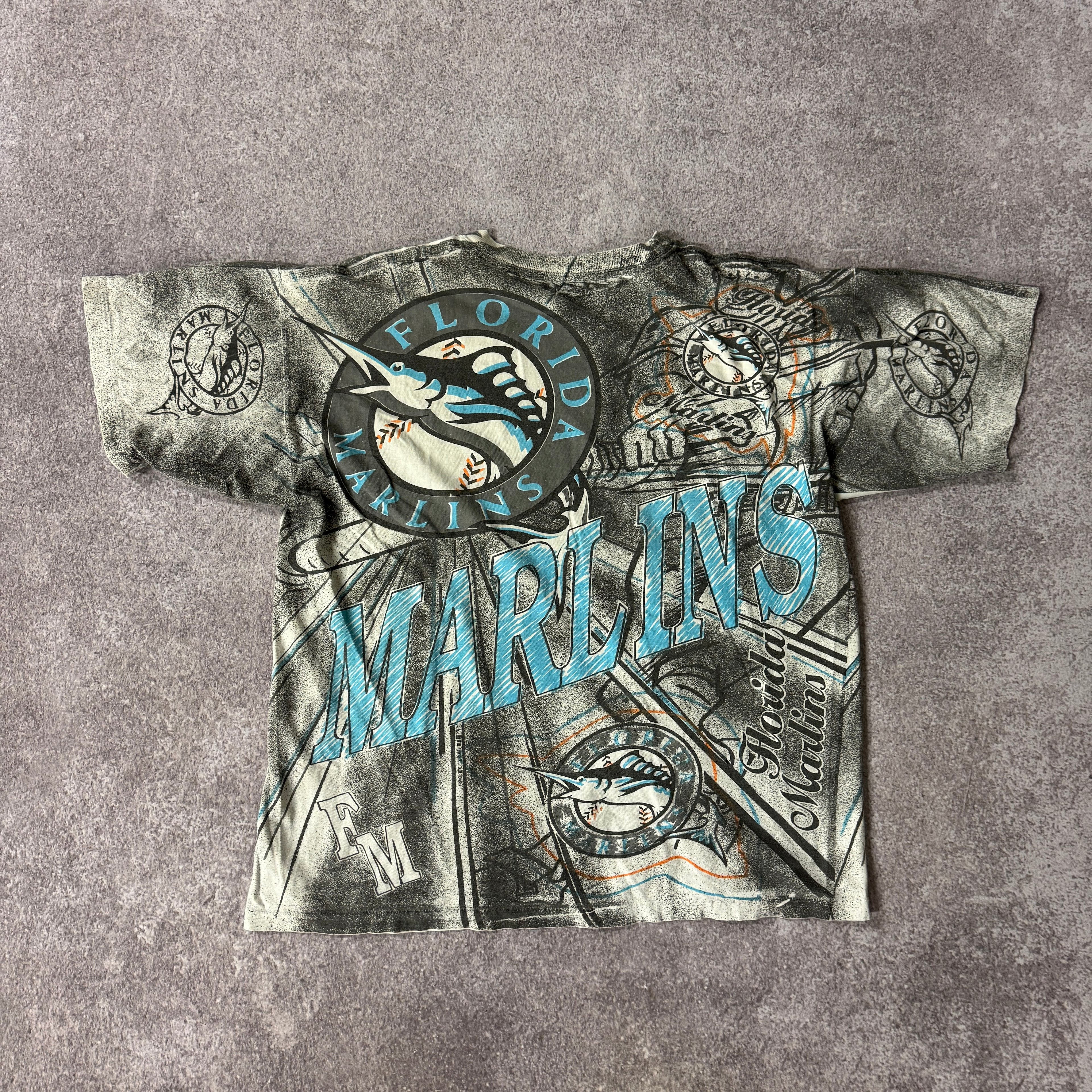 90s Florida Marlins Inaugural Season All Over Print Tee XL