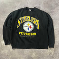 90s Pittsburgh Steelers NFL Lee Sport Big Logo Cracked Print Crewneck XL