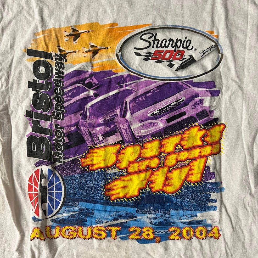 Y2K Bristol Speedway NASCAR Big Logo Back Graphic Faded Tee XL
