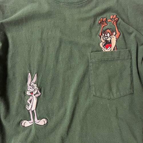 90s Acme Clothing Co Looney Tunes Embroidered Pocket Tee Bugs Bunny Taz