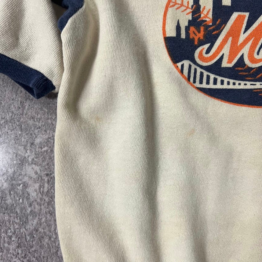 80s New York Mets MLB Allison Big Logo Vintage Baby Tee L
