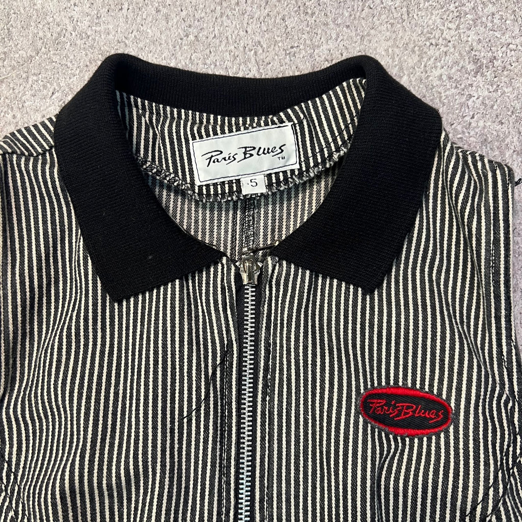 Vintage 90s Y2K Paris Blues Hickory Stripe Denim Mini Dress Zip Front Small 5