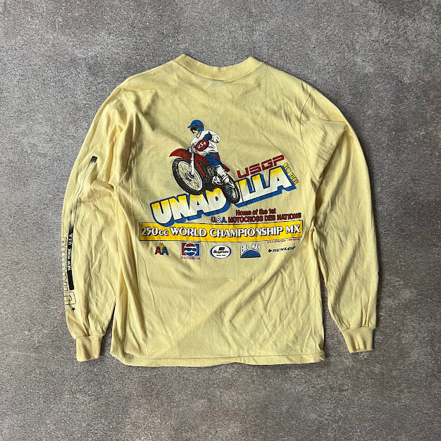 80s Unadilla World Championship Motocross Long Sleeve Yellow Tee L