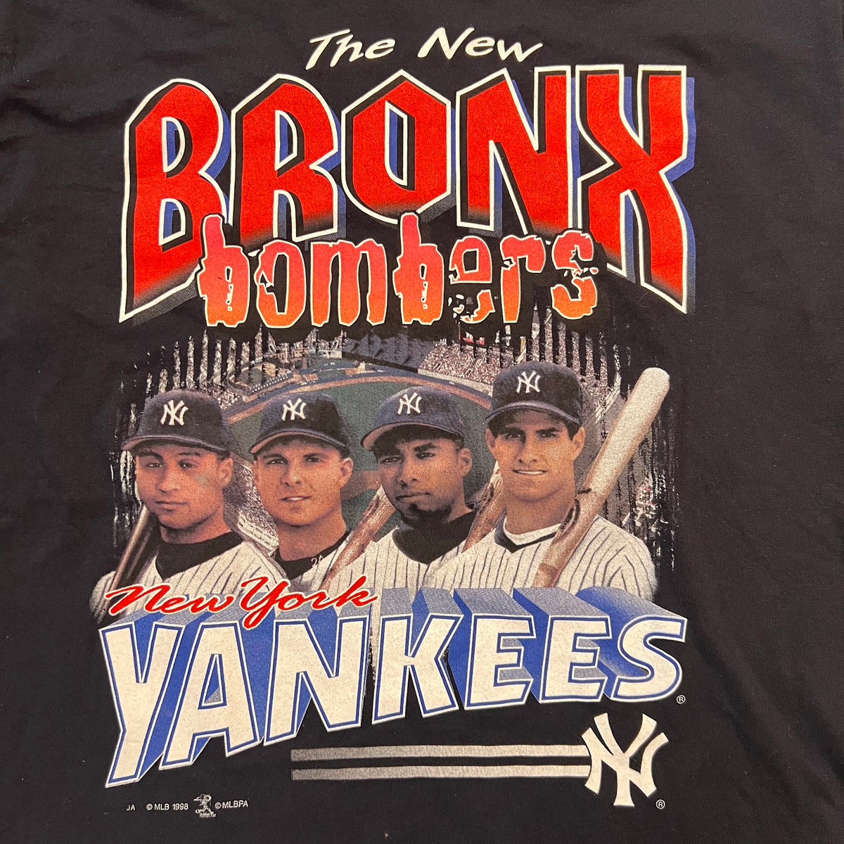 90s New York Yankees MLB Try Big Logo Vintage Athletic Graphic Tee L