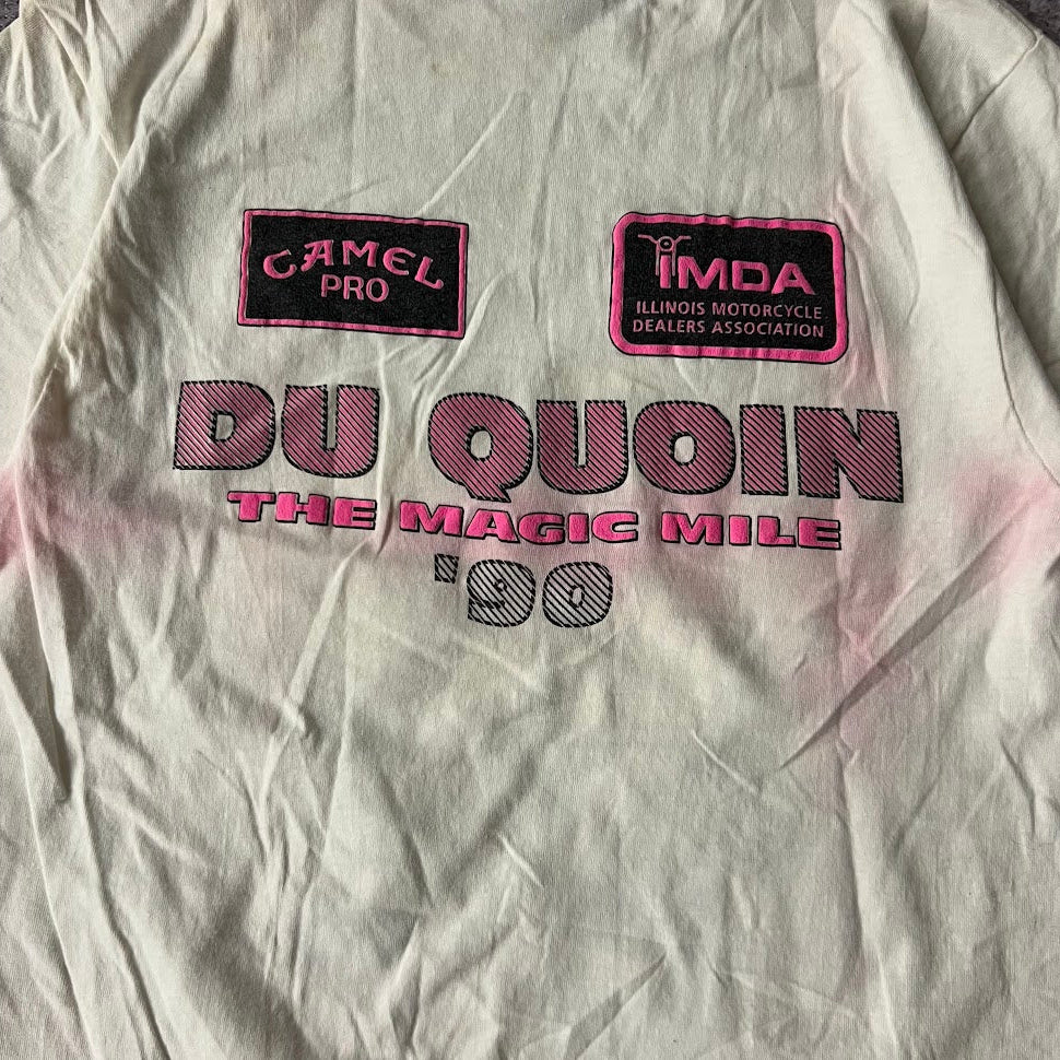 1990 Magic Mile at Du Quoin IL Motorsports Big Logo White Tee M