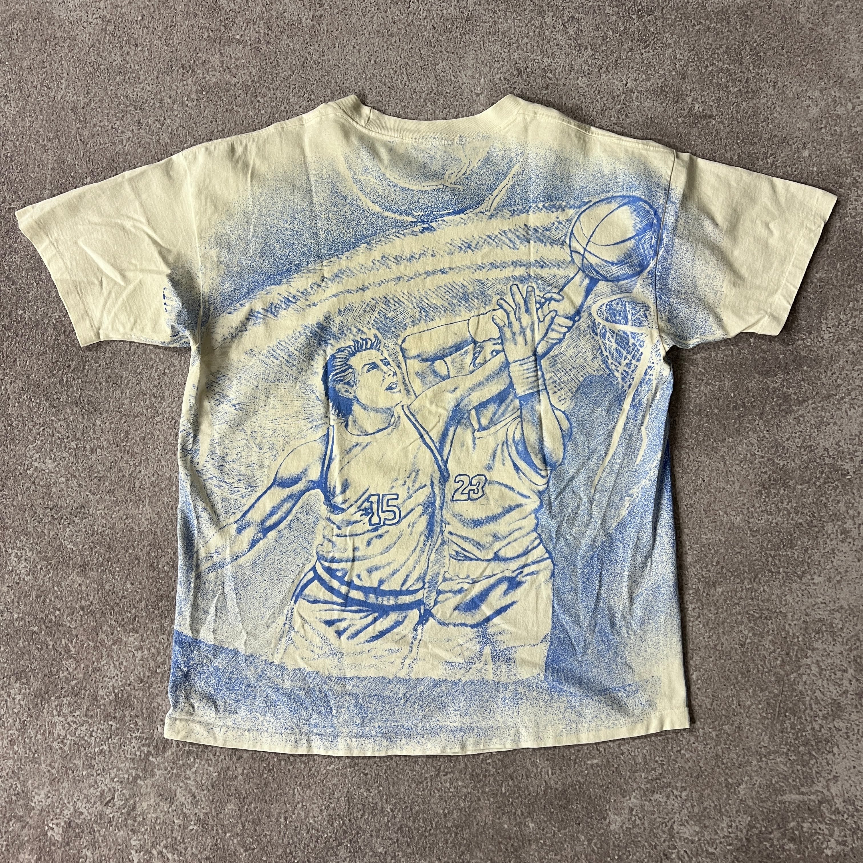 90s Anvil College Basketball Big Logo Tee XL