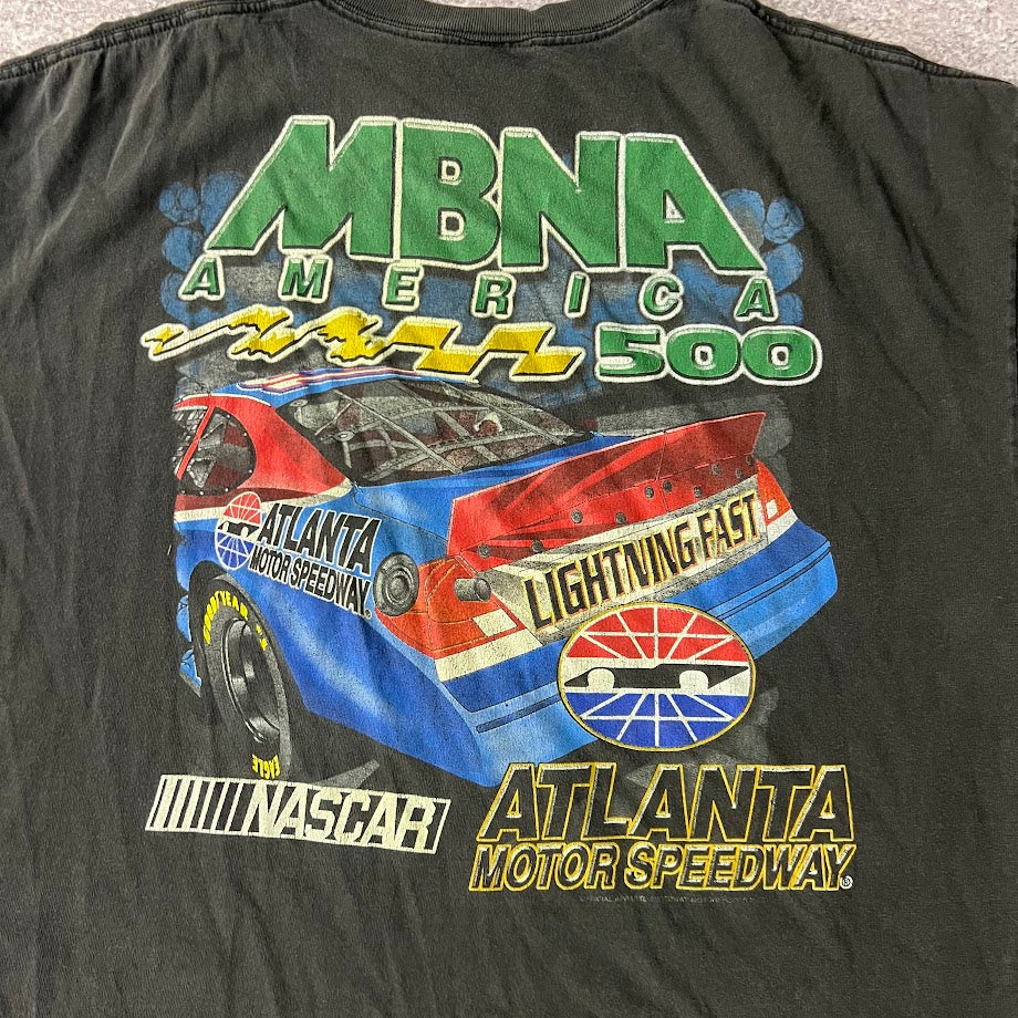 Y2K MBNA 500 NASCAR Big Logo Back Graphic Faded Vintage Tee XL