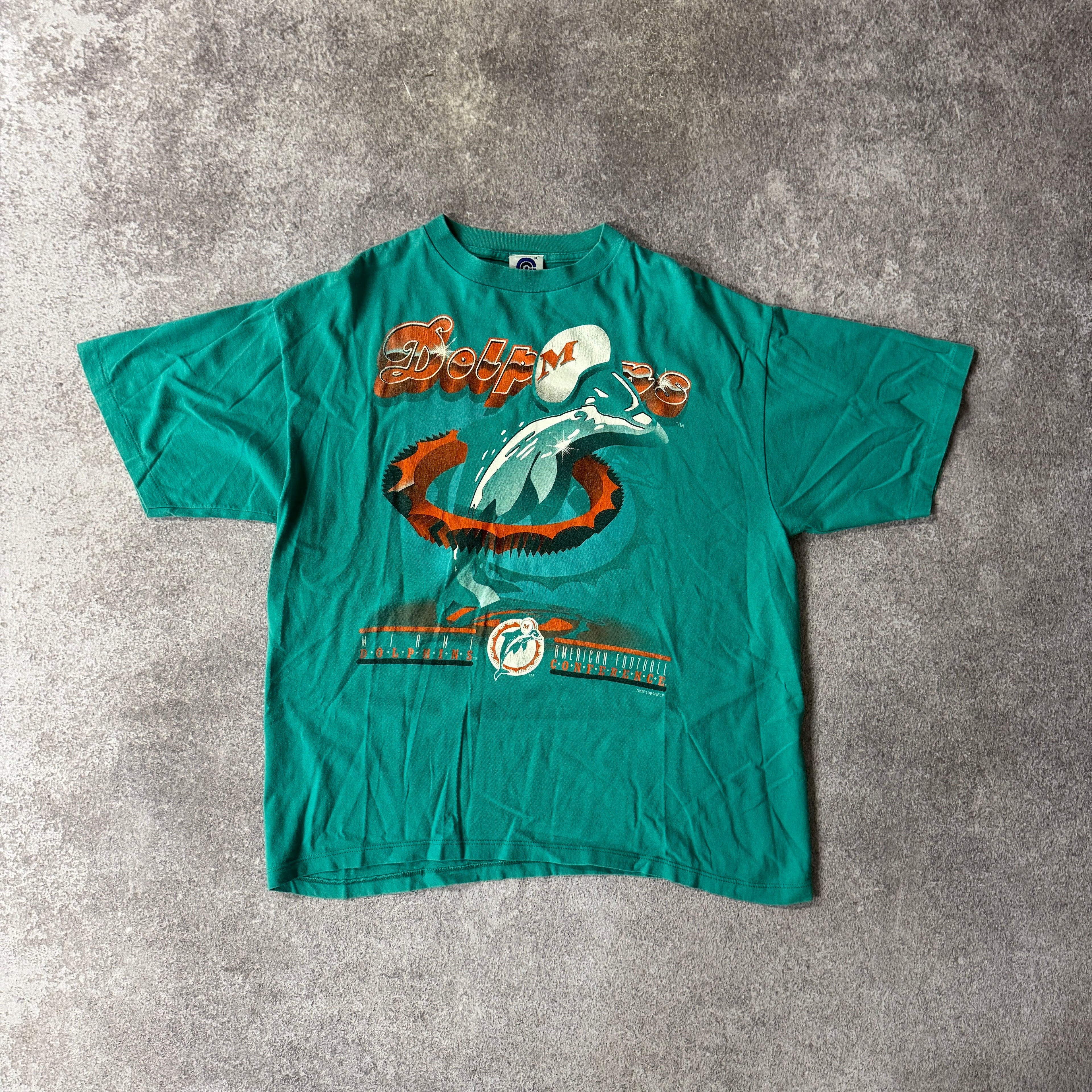90s Miami Dolphins American Football Conference Big Logo Tee XL