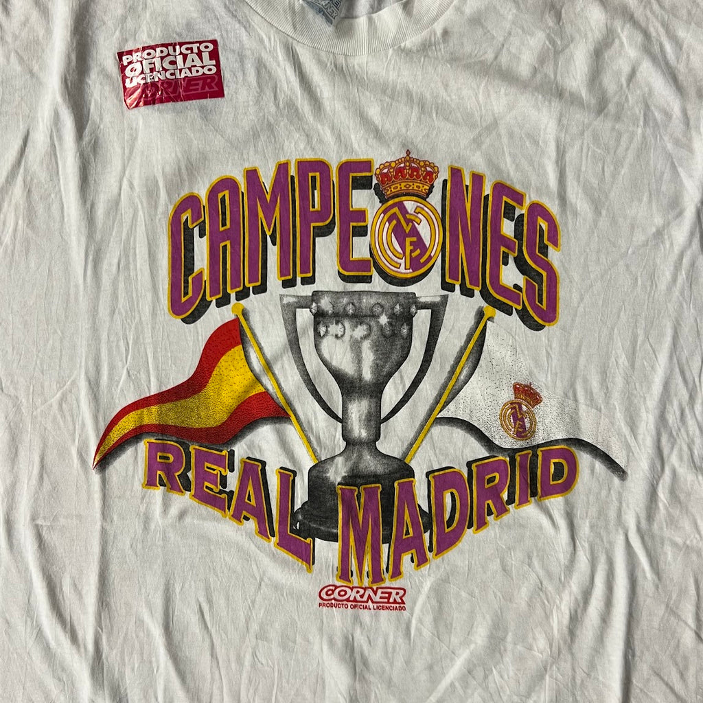 90s Real Madrid Corner Big Logo Tee XL
