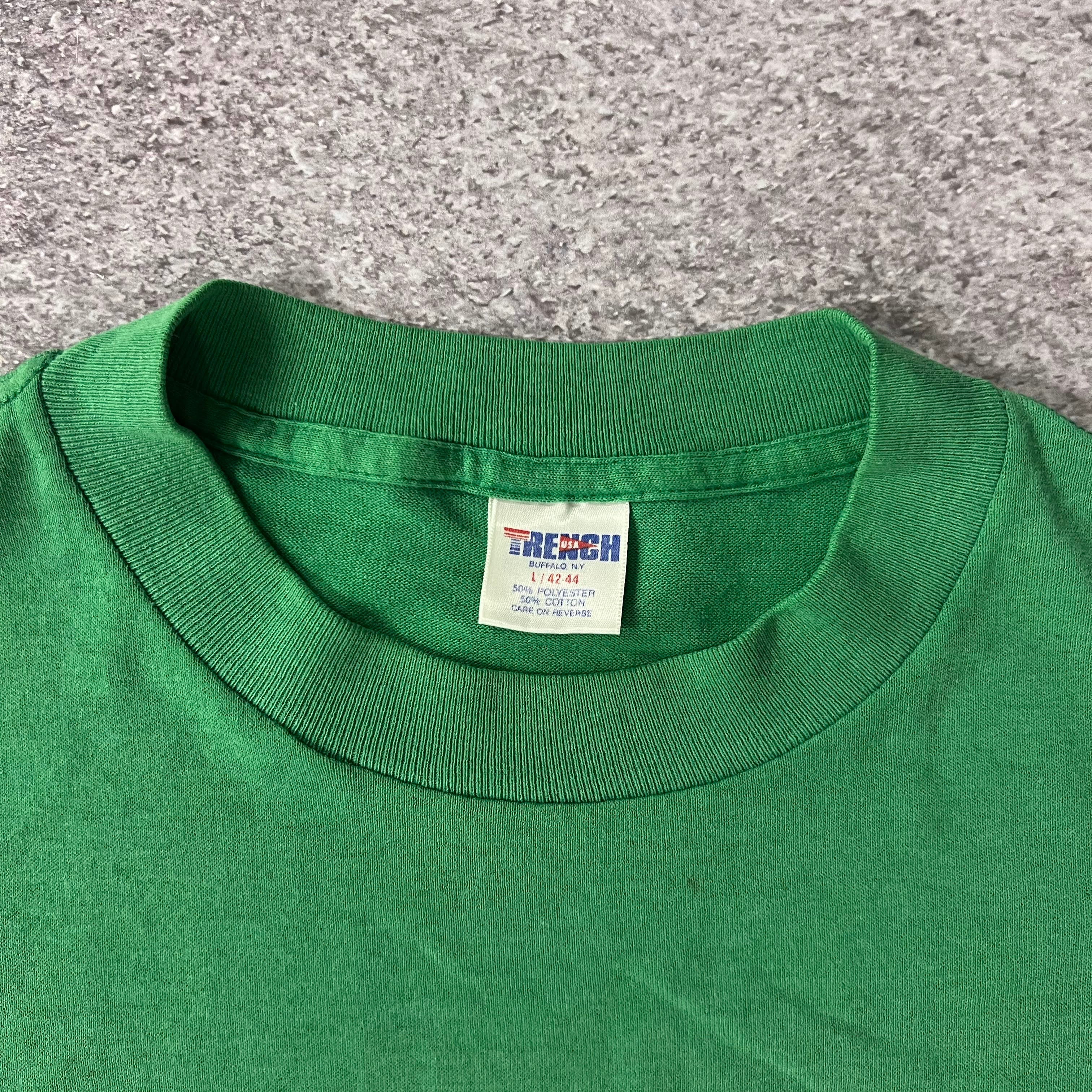 90s Boston Celtics Trench Big Logo Single Stitch Tee L