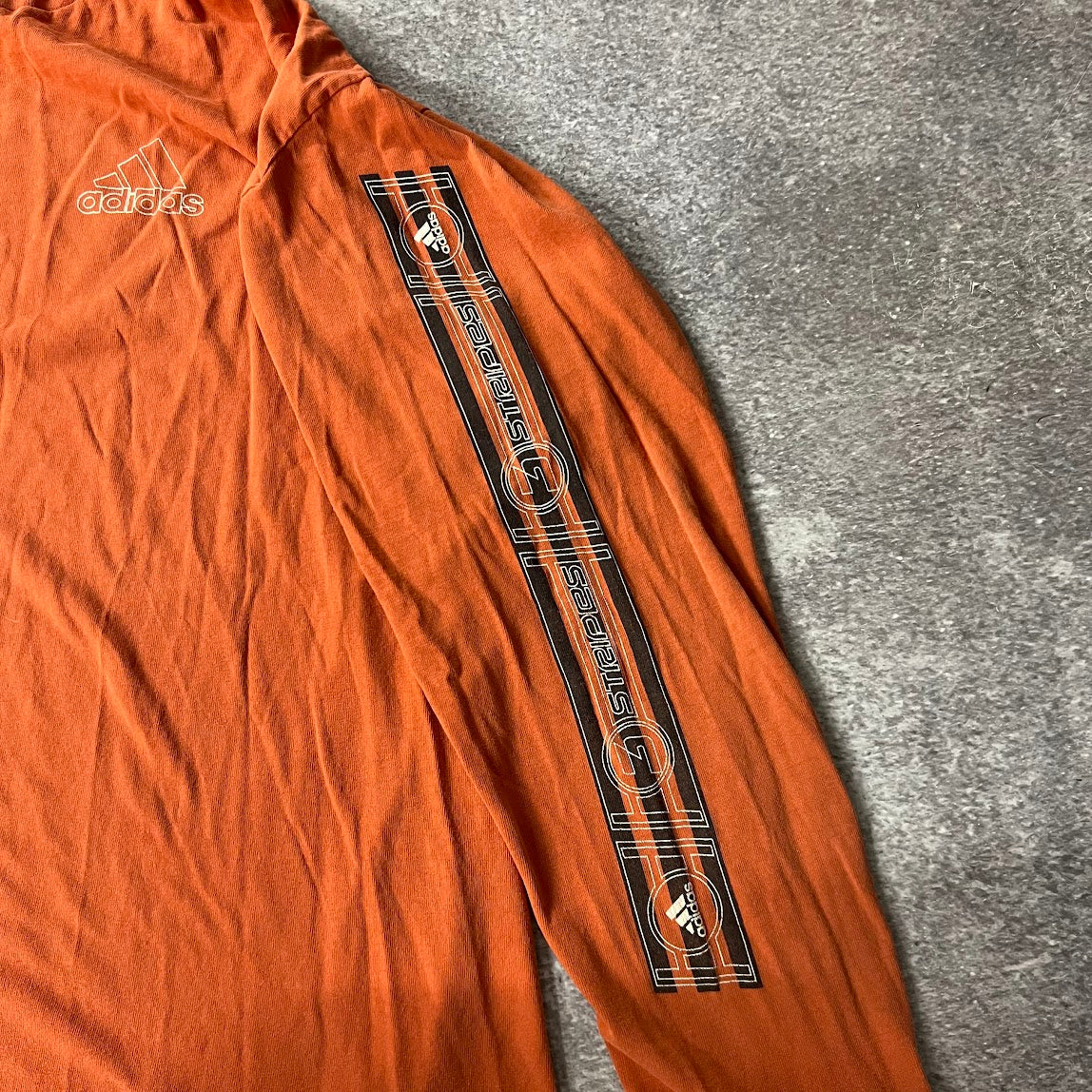 90s Adidas Orange Long Sleeve Tee XXL